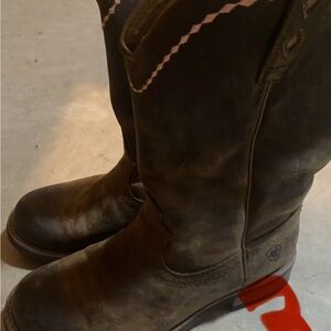 Ariat Dark Brown Boots with Pink Accents
